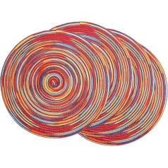 Bangha Tischset Runde geflochtene Tischsets Set von 4 dekorativen bunten Tischsets für Esstische Holiday Party Decor (Rainbow-rot) Tischset Abwischbar