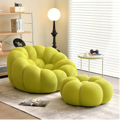 Yaxansih Lazy Couch, Padded Bean Bag, Modern Bubble Floor Sofa with 3D Knitted Fabric, Honeycomb Shape, Bubble Sofa, Curved Couch, Lazy Sofa for Living Room, Green