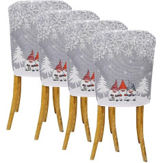 Cratone Set of 4 Christmas Chair Covers, Christmas Chair, Back Cover, Santa Claus Slipcovers for Kitchen, Dining Room, Chairs, Christmas