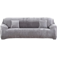 ‎Mingfuxin Mingfuxin Crushed Velvet Sofa Cover for 1/2/3/4 Seater Stretch Thick Plush Sofa Cover Plain Couch Covers Chair Furniture Protector (4 Seater, Silver Grey)