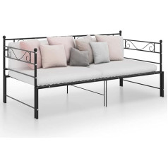 JUNZAI Pull-Out Sofa Bed Frame, Living Room Couch, Living Room Furniture, Youth Sofa, Lounger Living Room, Sofas & Couches, Youth, Black Metal 90 x 200 cm
