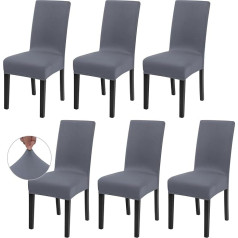‎Fxks FXKS Stretch Dining Chair Slipcover Set of 6, Light Grey Stretch Spandex Dining Chair Slipcovers, Elastic Removable Washable Dining Chair Protector, Decoration Seat Cover for Home, Hotel, Kitchen