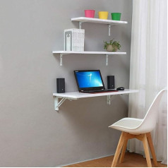 Folding Wall Table, Folding Table, White Folding Table for Wall Mounting, Sturdy and Robust Construction for Kitchen, Balcony, Sleep