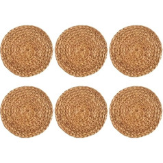‎Qellon QELLON Rattan-Tischsets, Rundes Gewebtes Tischsets-Set, Hitzebeständige/rutschfeste Speiseteller, 6 Stück