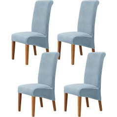 JHLD Stretch Chair Covers, Velvet Chair Cover, Extra Large Chair Cover, Soft Protector Chair Covers, Non-Slip Dining Room Chair Seat Covers for Dining Room, Light Blue, Set of 4