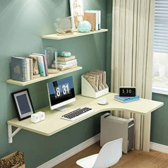 Kddeon Floating Wall Folding Table, Multifunctional Corner Kitchen Dining Table, Home Office Computer Desk, Learning Table, 10 Sizes, with Accessories, Maple Colour (60 x 40 x 25 cm/24 x 16 x 10 in)