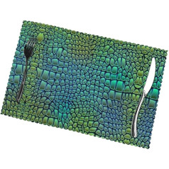 Nezih Alligator Skin Print Set of 6 Placemats, Dining Room Table Mats, Washable, Durable, Heat Resistant