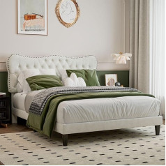 ‎Kzobyd KZOBYD Upholstered Frame Bed Frame, Velvet Bed Frame Bed Frame with Headboard, Slatted Base, Double Bed, Single Bed, Wooden Slat Support for Adults, Children, Easy Assembly, 140 x 200 cm