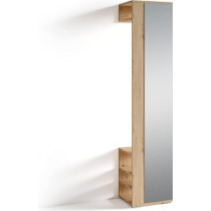 Byliving Ben 01 Tall Wardrobe Mirror Open Compartments Hooks Coat Rail Artisan Wood Material Light Oak W 40 H 184 D 35 cm
