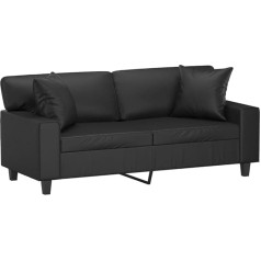 ‎Vidaxl vidaXL 2-Seater Sofa with Decorative Cushions, Recliner Sofa for Living Room, Upholstered Sofa, Armchair, Relaxing Sofa, Lounge Sofa, Relaxing Couch, Black Faux Leather