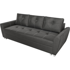 Bromarkt TUFEL Sofa Bed with Sleep Function and Bed Box, Sofa Bed, Couch Set, Couch, Sofa Set, Bed (H86 x D99 x W240 cm, Kronos 34 Grey)