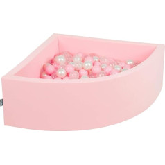 KiddyMoon Quarter Square Ball Pit Ball Pool 90 x 30 cm / 200 Balls Diameter 7 cm Ball Pits for Babies Play Bath Toddlers Made in the EU, Pink: Pink/Pearl/Transparent