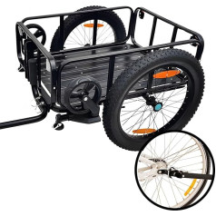 2-in-1 Bicycle Trailer Load Trailer Hand Trolley – Red Loon Aluminium Transport Trailer BAC502-100 Litres – Extra Wide 20 Inch Pneumatic Tyres – Max. 60 kg – Trailer for 26-28 Inch Bicycles – Handcart