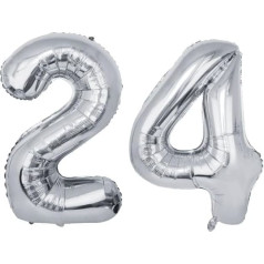 SGC24 Silver Digital Balloon Foil Balloon Giant Balloons Air or Helium Digital Balloon for Girls Boys Anniversary Celebrations Occasions