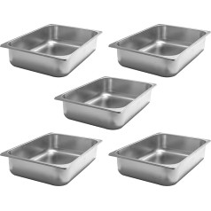 AcMax 5 Stück Eisbehälter Edelstahl Ice Cream Pan Tiefe 80mm / 360mm lang/ 250mm Breit