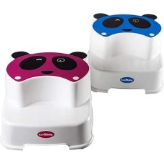 Baby Double Step Footstool - The winking Panda - Kids Step Stool - Perfect for Kids Bathroom or Toddler Toilet Training Pink