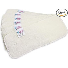 Petit Lulu AI2 Cloth Nappy Insert, 6 Pack, One Push Button, Bamboo and Cotton, Soft and Absorbent, Reusable and Washable, Made in the EU (Short)