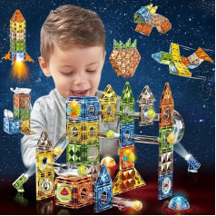 Jvchengxi Magnetische Bausteine 105 Teile Magnet Spielzeug Kinder Magnete Konstruktion Blöcke STEM Kreatives Magnetbausteine Montessori Lernspielzeug für Mädchen Jungen 3 4 5 6 7 8 9 10 Jahre Geschenk