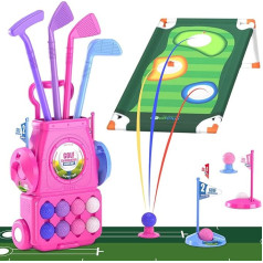 QDRAGON Golf Toy Set for Children, Mini Golf Case with 4 Golf Clubs and 8 Balls, Mini Golf Play Set, Children's Games Gift for Children, Boys, Girls 3 4 5 6 Years