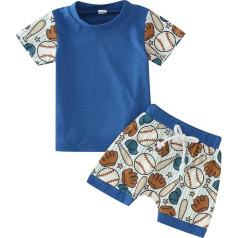 Generisch Taufe Kleidung Baby Junge Kleinkind Mädchen Kurzarm Cartoon Baseball Drucke T Shirt Tops Shorts Outfits Festliche Kleidung Junge 80