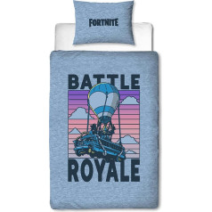 Character World Fortnite Official Battle Royale Single Duvet Cover Set Reversible Double Sided Includes Matching Pillow Case Single Bed Set Polycotton