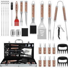 DRAGON RIOT Barbecue Cutlery Set Made of Stainless Steel, 29 Pieces Barbecue Set for Men Gift, Premium Grill Accessory Set with Spatula in Aluminium Case, BBQ Grill Cutlery Case, High-Quality Grill