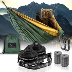 PURE HANG Hammock Outdoor XXL Camping Ultralight Mounting Set, xxl, Dark Green/Khaki