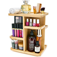 Sorbus 360° Bamboo Cosmetic Organiser, Multifunctional Storage Carousel for Makeup, Toiletries and More - Ideal for Dressing Table, Desk, Bathroom, Closet, Kitchen (Bamboo)
