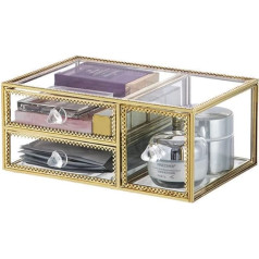 Make-up-Organizer, Make-up-Pinselhalter, Glas-Badezimmer-Organizer, Antik-Arbeitsplatte, Schminktisch, Kosmetik-Aufbewahrungsbox, für die Aufbewahrung von Pinseln, farblos, Schubladen-Organizer