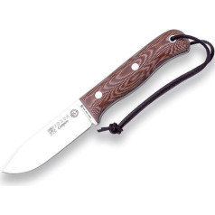 Joker BS9 Campero CM112-P Survival Knife Micarta Canvas Handle 10.5cm Blade SANDVIK 14C28N Brown Leather Sheath with Fire Steel Tool for Fishing, Hunting, Camping and Hiking