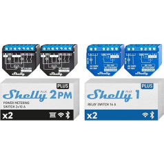 Shelly Plus 2 PM Pack of 2 & Plus 1 | WiFi & Bluetooth Smart Relay Switch | Home Automation