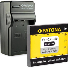 PATONA 3-in-1 Charger + Battery NP-60 Compatible with Casio Exilim EX-FS10 EX-Z20 EX-Z25 EX-Z29 EX-Z80 EX-Z85 EX-Z90