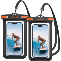 Lamicall Waterproof Mobile Phone Case, Underwater Mobile Phone Case - [Pack of 2] IPX8 Waterproof Case for Swimming, Waterproof Phone Case for iPhone 15 14 13 12 Pro Max Plus, Sumsung, Smartphone up