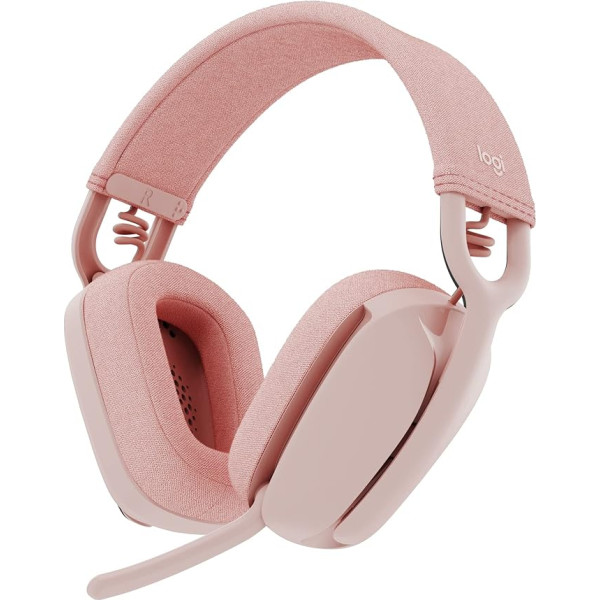 Logitech Zone Vibe 100 Lightweight Wireless Over-Ear Headphones with Noise Cancelling Microphone, Multipoint Bluetooth Headset, Works with Teams, Google Meet, Zoom, Mac/PC - Pink