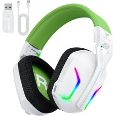 WESEARY WG1 Bluetooth Kopfhörer, 2,4GHz Gaming Headset Wireless mit Mikrofon für PS5/PS4/PC/Switch/Mac, Stereo Surround Sound Faltbarer Noise Cancelling mit RGB Licht, Über 50 Stunden Akkulaufzeit