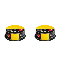 Intenso DVD+R Blanks 4.7 GB 1 x 16 x 25 Spindle Cake Box Scratch-Resistant (Pack of 2)