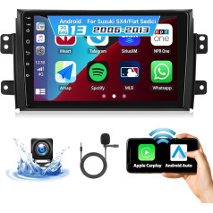 OiLiehu 2G + 64G Android 13 Double DIN Radio for Suzuki SX4/Fiat Sedici 2006-2013 Carplay Android Car Wireless Car Radio with Screen 9 Inch Support Equalizer/Bluetooth/FM RDS/WiFi/GPS