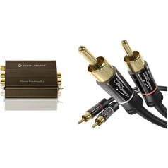 Oehlbach Phono PreAmp Pro - Phono Preamplifier - Metallic Brown & KabelDirekt - RCA Audio Cable - 0.5 m (Coaxial Cable Suitable for Amplifiers, 2 RCA to 2 RCA)