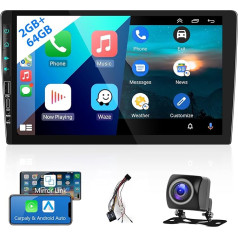 Car Radio Android 11 Sat Nav 9 Inch 2 DIN 2GB + 32GB Wireless Carplay, Android Car, MirrorLink, Touchscreen 1080P Screen Car Radio Bluetooth HiFi GPS WiFi FM/RDS Radio Car Stereo AHD Reversing Camera