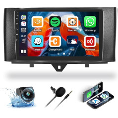 auometo 4+64G Android 13 Carplay Android Car Radio with DSP for Mercedes-Benz Smart Fortwo 2011-2015, 9 Inch Touchscreen, 1280 x 720, with GPS WiFi BT USB FM RDS Radio Mirror Link + 32 Band EQ