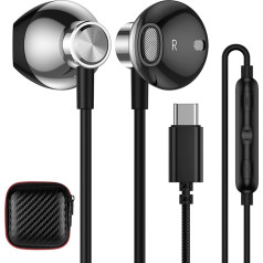 USB C Headphones Type C Headset HiFi Stereo Earphones with Cable and Microphone Semi In Ear Headphones for iPhone 15 Pro Max Samsung Galaxy A34 A54 A53 A33 S24 S23 FE S22 Ultra S21 Pixel 8 OnePlus 11