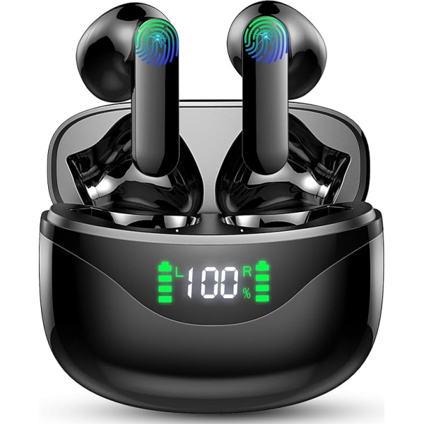 Bluetooth Headphones Wireless In-Ear Headphones Bluetooth 5.3 with 13 mm Driver Stereo, 4 ENC Microphone Wireless Earbuds, 36 Hours LED Display, IP7 Waterproof, USB-C Quick Charge Earphones for