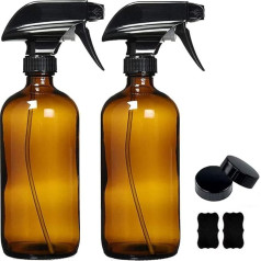 Afufu Brown Glass Spray Bottle, Empty Spray Bottle, Glass Bottle with Adjustable Spray Head for Plants, Hairdresser, Kitchen, Cleaning Agent (2 x 500 ml)