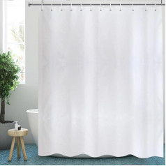 Yisure Over Length Shower Curtain, White Anti Mould Height 240 cm for Bathroom, Extra Large Bathroom Curtain Polyester Textile for Home, Waterproof Shower Curtains with Magnet, Width 200 x Height 240 cm.