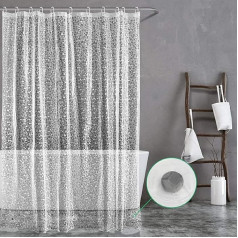 Carttiya Anti-Mould Shower Curtain, EVA Bath Curtain, No Odours, BPA-Free, Waterproof, Antibacterial