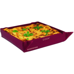 coox Wunderform Basic MQ in dark red, the first foldable baking dish, space-saving silicone baking and casserole dish, BPA-free