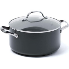 GreenPan Valencia Pro Harteloxierte Gesunde Keramik Antihaft 20cm / 3 Liter Stieltopf mit Deckel, PFAS-frei, Induktion, Spülmaschinenfest, Backofenfest, Grau