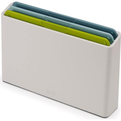 Joseph Joseph Duo 3 Piece Colour Coded Chopping Board Set with Slim Case for Organized Storage, Opal