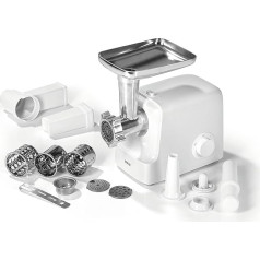 N8WERK Electric Meat Mincer in Moonlight White Edition | Max. 2000 W | 5-in-1: for Meat, Kebbe, Vegetables, Salad, Biscuits | Forward and Return | 2 Power Levels