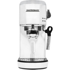 GASTROBACK #42717 Design Espresso Piccolo, Espresso Machine with Milk Frothing Nozzle, 19 Bar Pump Pressure, Fast Heating (40 Seconds), White